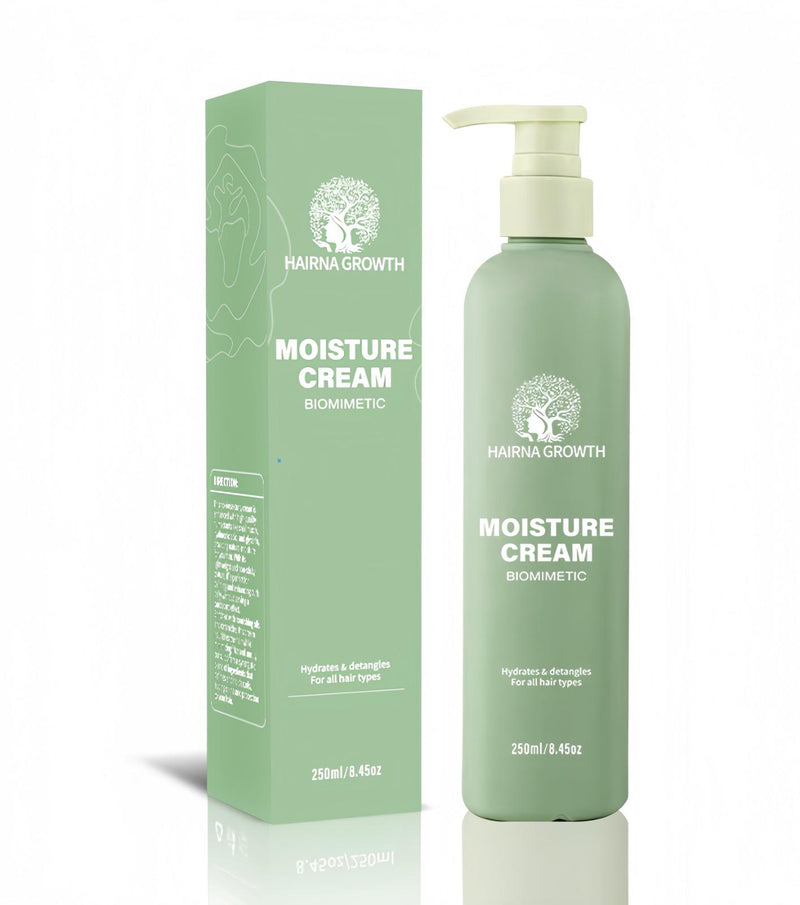 Crème hydratante biomimétique en flacon de 250ml pour tous types de cheveux, offrant une hydratation optimale.